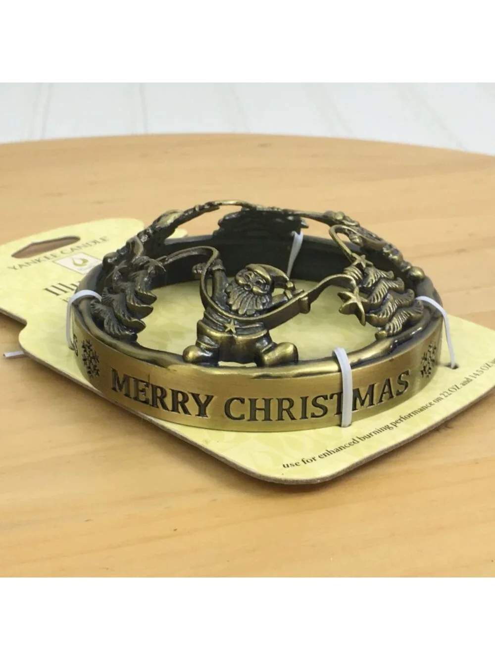 Yankee Candle Santa Illuma Lid Jar Candle Topper Christmas Antique Brass